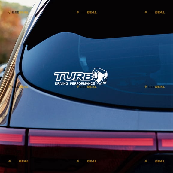 Turbo Inside Driving Performance Sticker Decal Vinyl - White 8" - For Car Truck Van Bumper No Background Die-cut