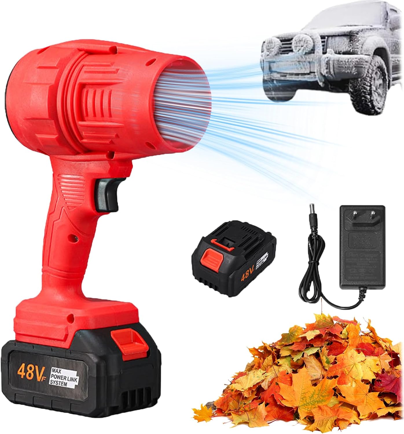 Souffleur Portable Sans Fil 35000 Tr/min – Batterie 1300 MAh, Vitesse Variable – Pour Voiture, Jardin, Poussière