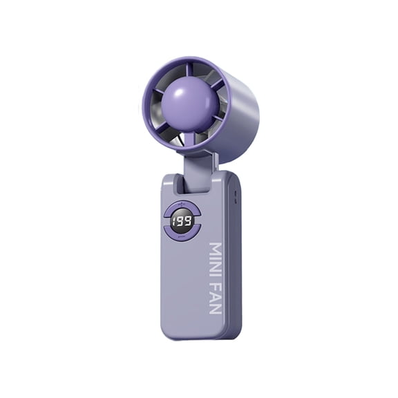 Turbo Jet-Stream Handheld Fan with LCD Display – 10m/s High-Speed Cooling, 199-Level Precision Control – Foldable USB-C Rechargeable Neck Fan for Travel & Outdoor,Purple
