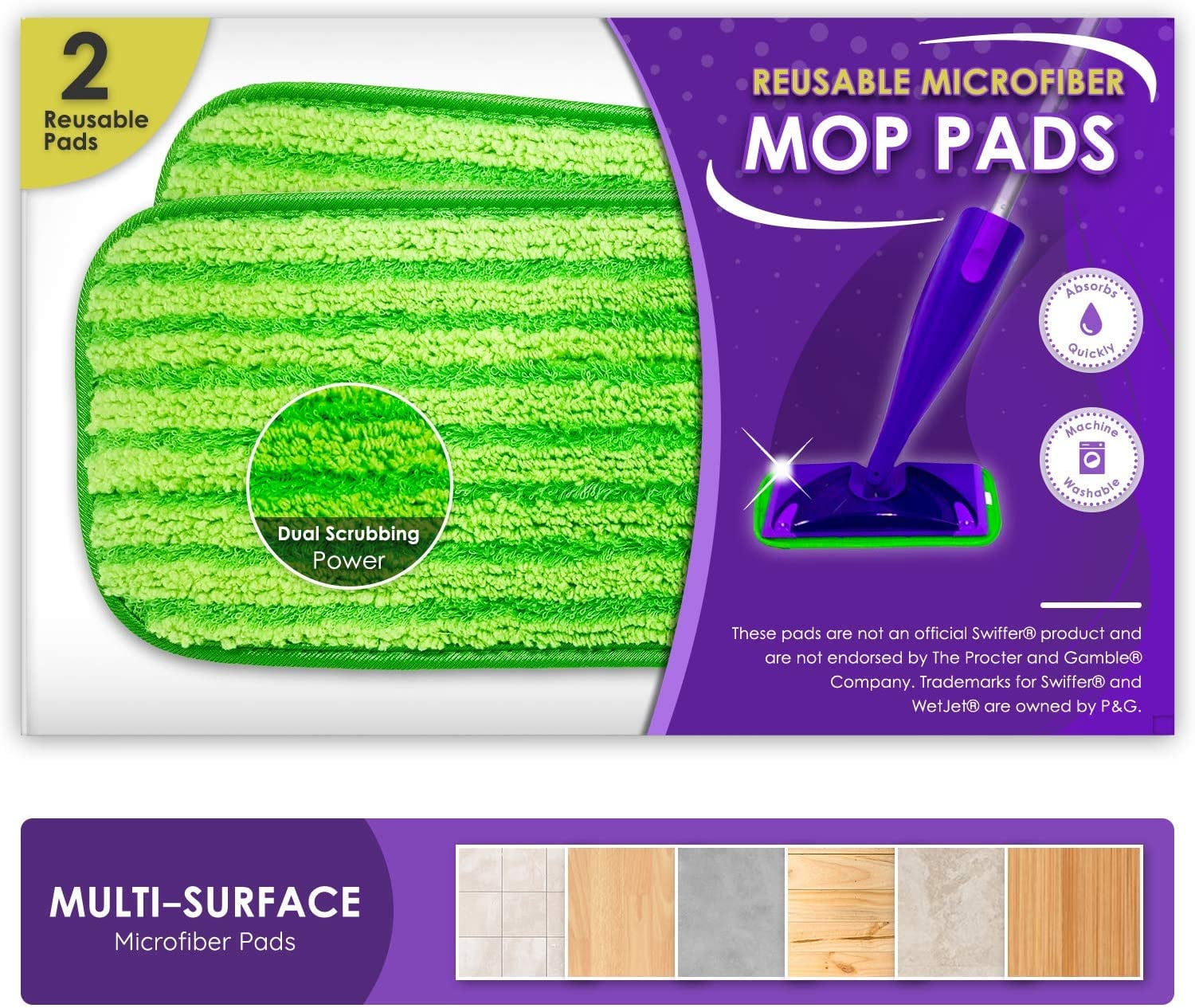 BISSELL 2-Pack Reusable Microfiber Mop Pad Kit