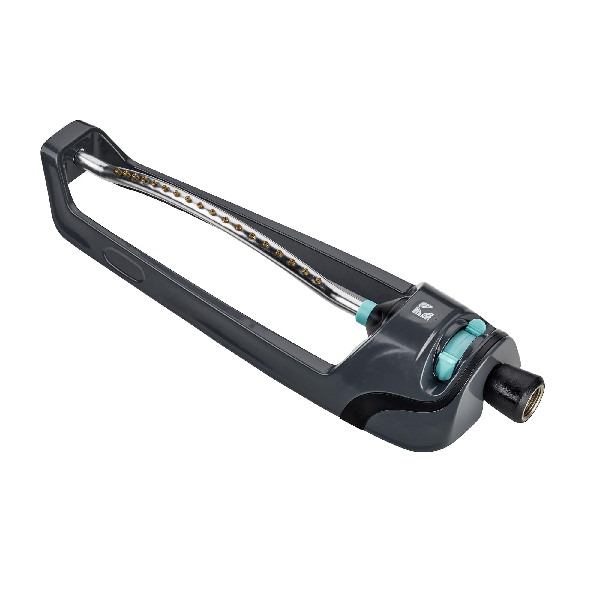 Turbo Oscillating Sprinkler 100005 for Lawn, Heavy Duty Metal Tube & Metal Base, Adjustable Pattern to Cover Up to 4,000 Sq Ft, 18 Brass Nozzles for Even Watering, by New England Garden Tools