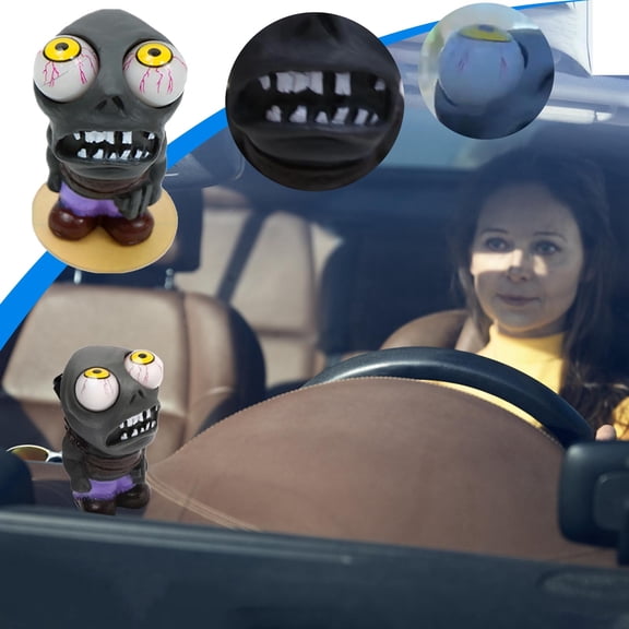 Turbo Pressure Eye Doll Car Decoration - Funny Rubber Gauge Buddy That Pops Eyes Out on Acceleration - Personality Turbo Meter Decompression Toy for Car Interior white