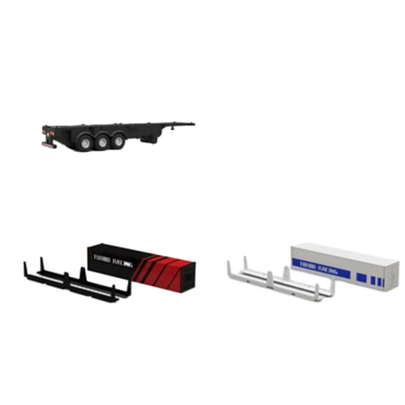 Turbo Racing 1/76 Scale 6CH RC Truck Drag Plate Trailer with 2 Cargo Containers for Semi-Truck Model
