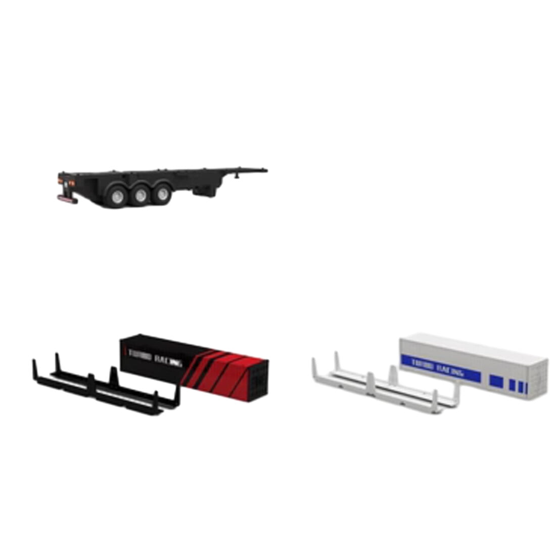 Turbo Racing 1/76 Scale Micro RC Truck Trailer & Cargo Set, 2.4G 6CH Remote Control Car with LED Lights, Standalone or Towable Mini Vehicle for Teens & Adults
