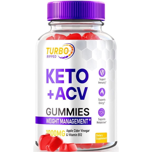 Turbo Ripped Keto ACV Gummies, Official TurboRipped Keto Gummies, Apple Cider Vinegar Supplement, All Natural Keto+ACV, Premium Keto Plus ACV Gummy, Gomitas Reviews (60 Gummies)
