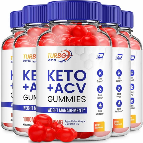 Turbo Ripped Keto ACV Gummies – TurboRipped 1000MG, 5 Pack, 300 Gummies