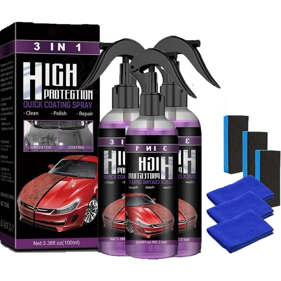 3-in-1 Spray Detailing Kit, Detailing Spray, Scratch Correction, Deep Gloss, Water Repellence, Easy Application, Durable Protection for Your Car