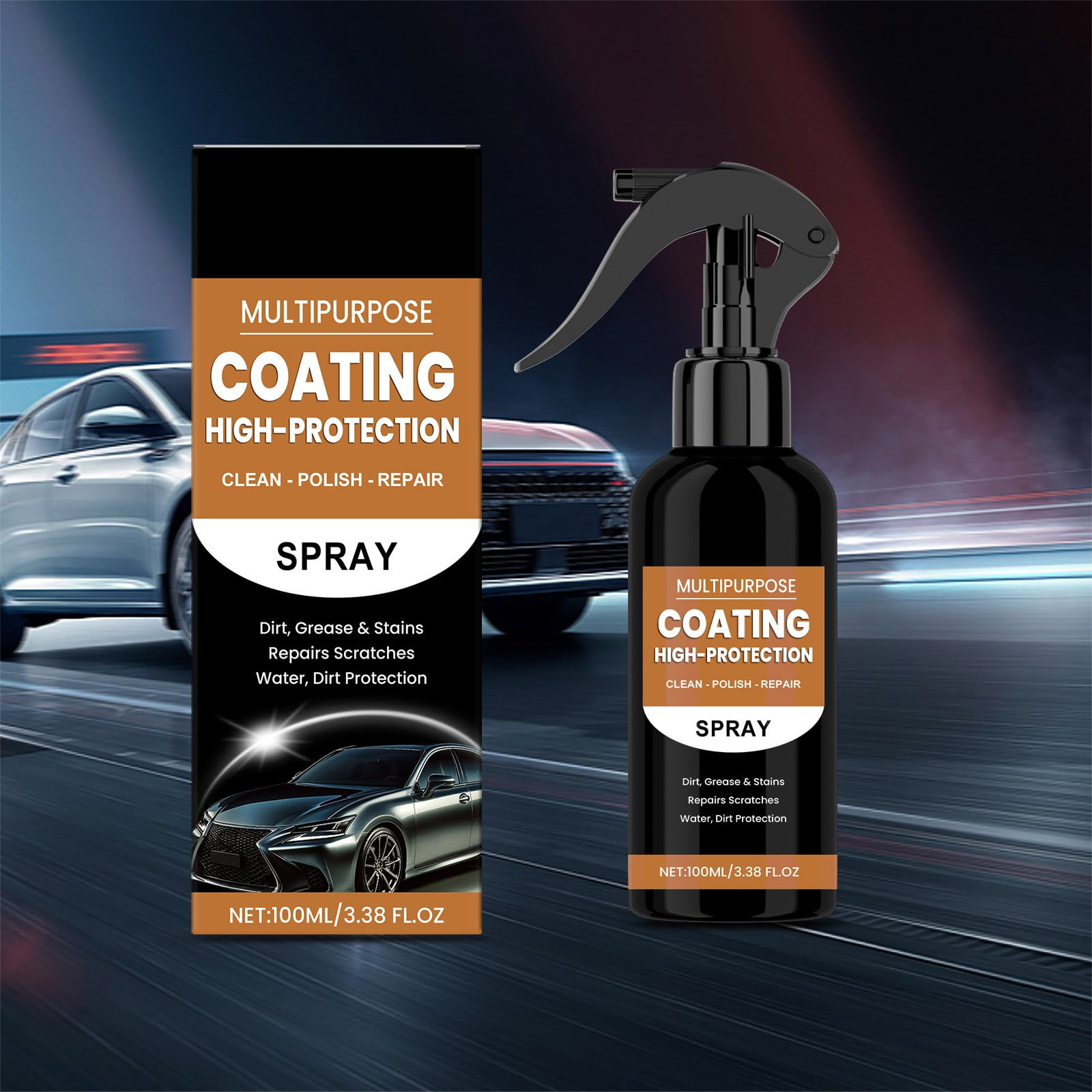 Turbo Shine Nexa 3-in-1 Car Coating Spray - Hydrophobic Scratch Repair & Waxing Treatment (3 Pack)