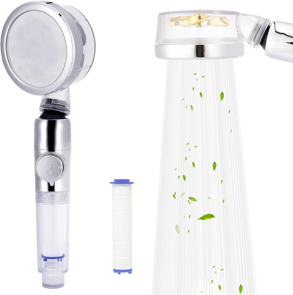 Turbo Shower Head, Propeller Driven Handheld Shower Head Water Saving