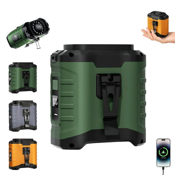 Turbo Track Fan, Clip On Fan for Shirt, 3 in 1 10000mA Waist/Neck Mini Fans, Five-Speed Adjustment with LED Intelligent Digital Display, Rechargeable Power Bank