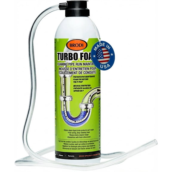 TurboFoam Drain Foam Cleaner, Expanding Enzyme Formula, Deep-Cleans Pipes, Dissolves Fat, Oil & Grease, Stops Odors at the Source  Safe for All Plumbing & Septic Systems (Pack of 1)