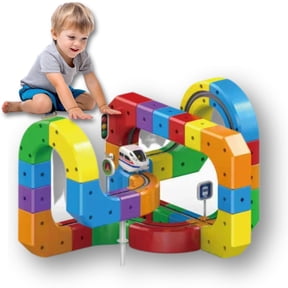TurboRail Infinity Tracks, Magnetic Rail Track Set, USB Rechargeable 3D Modular Building Track System with Infinity Loop Train, Magnetic Cube Track, Creative DIY Rail Construction with Signs