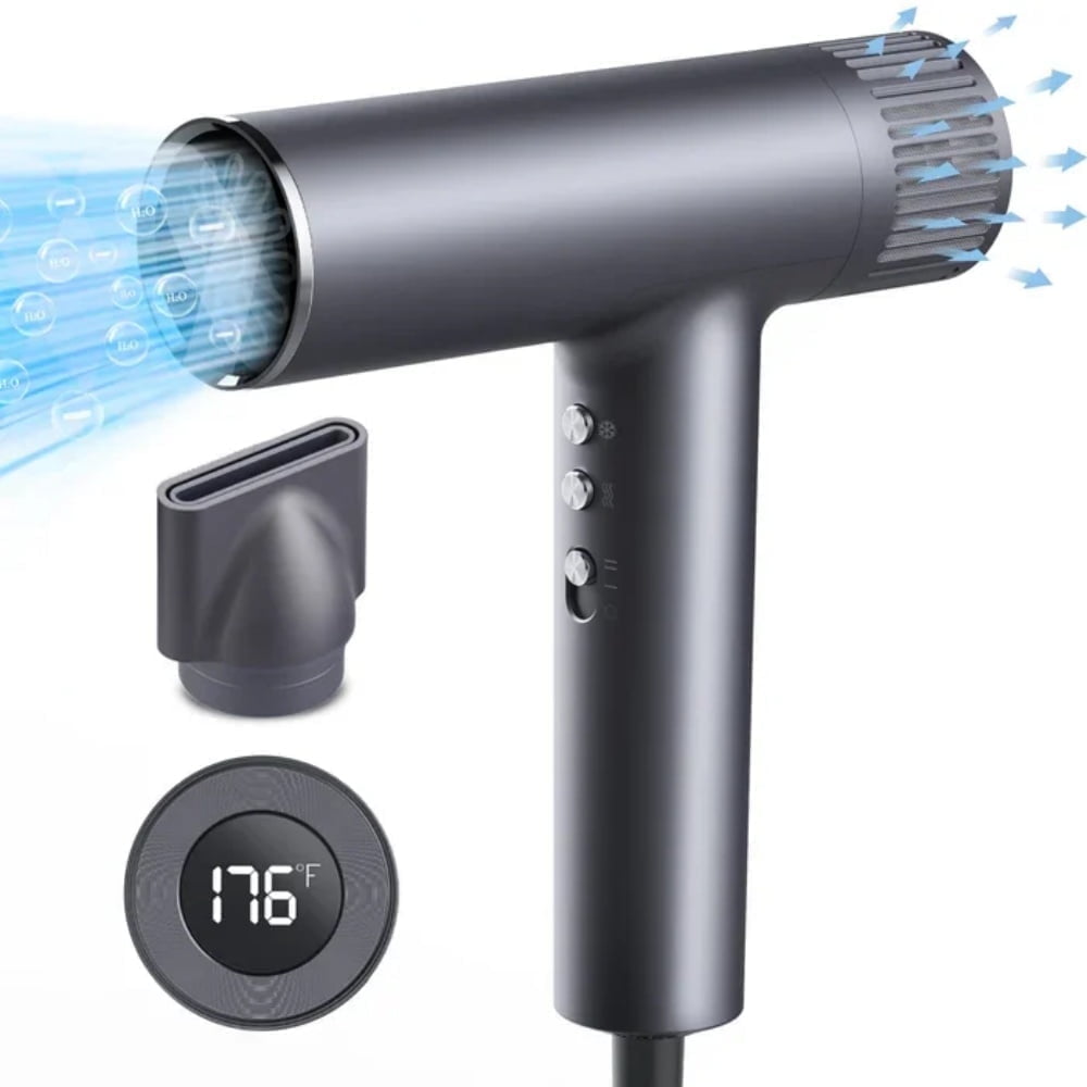 Hulmay Professional High Speed Ionic Hair Dryer, 500 Million Negative Ions, 160000 RPM Ultra-Fast Drying, Compact Blow Dryer with Nozzle for Women Men