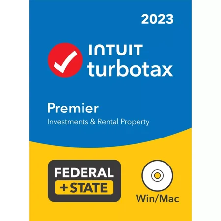 TurboTax 2023 Premier Federal & State Tax Software + Federal E-File (Download or CD for Windows and Mac)