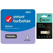 TurboTax Deluxe 2023 Tax Software - Federal Return & Federal E-File - Download BONUS FREE Dr OTC USB Drive 4GB