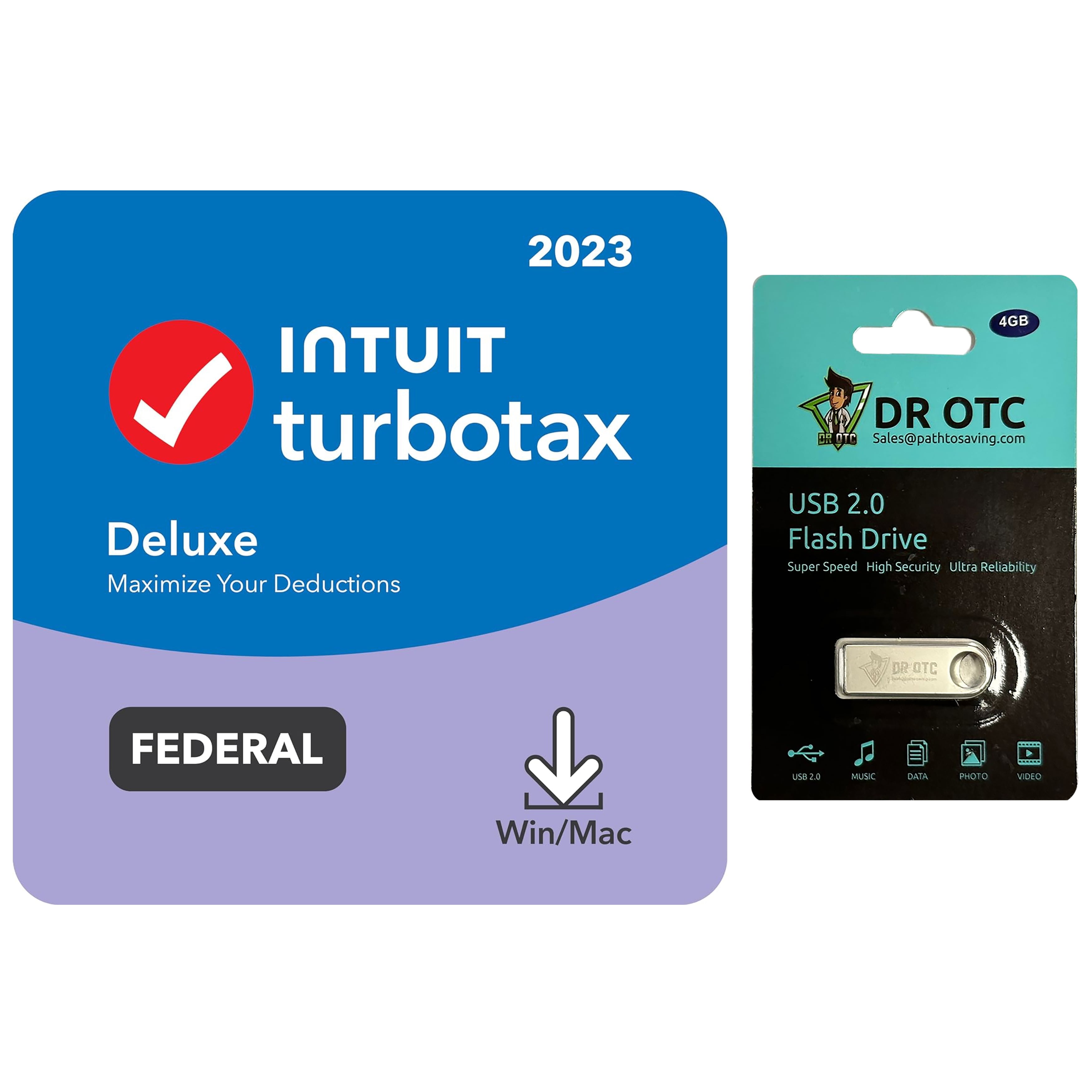 TurboTax Deluxe 2023 Home Tax Software Federal Return & EFile Download with FREE 4GB USB