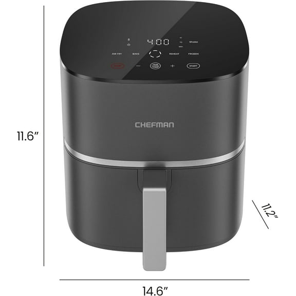 TurboX 4-in-1 Air Fryer, 5-Quart Airfryer for Extra Crispy Chicken, Fries, Wings, and More, Air Fry, Bake, Reheat, and Frozen Functions, Digital Touch Controls, Dishwasher Safe - Gray