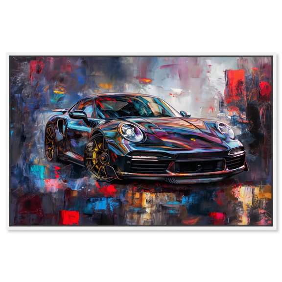 Turbocharged Porsche I Canvas Lux Car Paintings by Art Remedy, White Frame, 45" x 30"