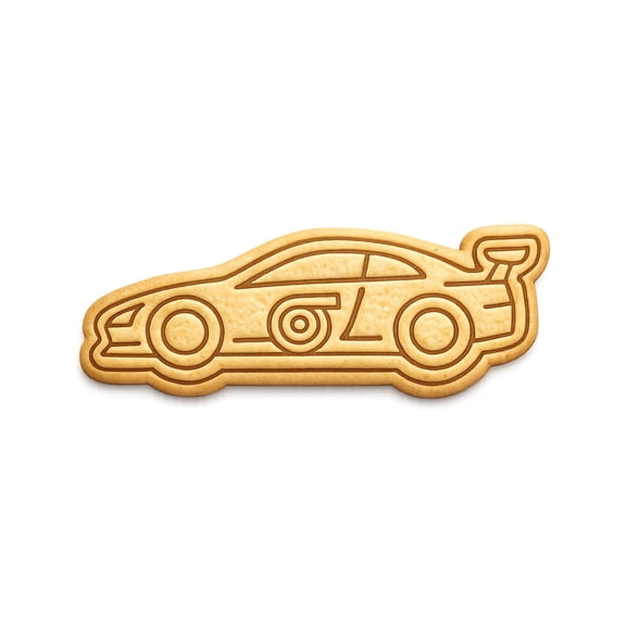 Turbocharged Racecar Cookie Cutter & Stamp - 4x2.1" Creative Baking Fun