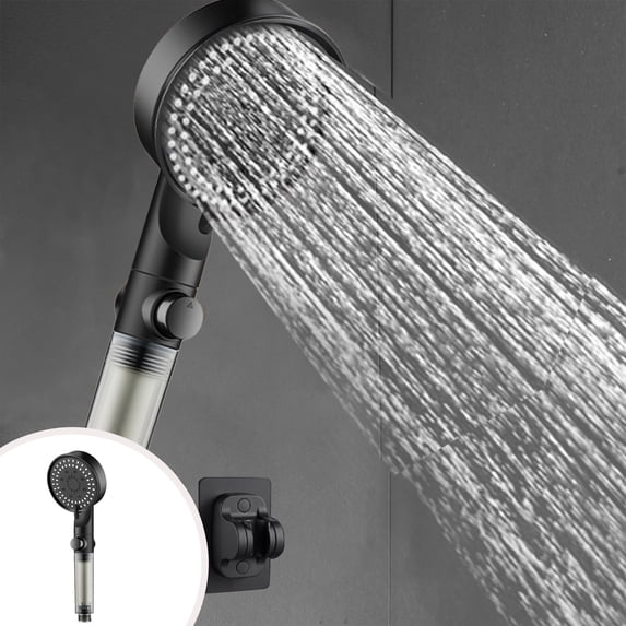 Turbocharged Shower Head with 5 Spray Modes, High Pressure Water Flow and Filter – Large Coverage Pressurized Showerhead for Low Water Pressure Homes and Bathrooms