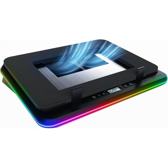 Turbofrost - Gaming Laptop Cooling Pad 4 Powerful Turbo Fans x 4000 RPM, Cooler 2 Power Modes USB-C/DC, Dynamic RGB, 4-Ports USB, Sealed Foam for Fast Laptops up to 17in