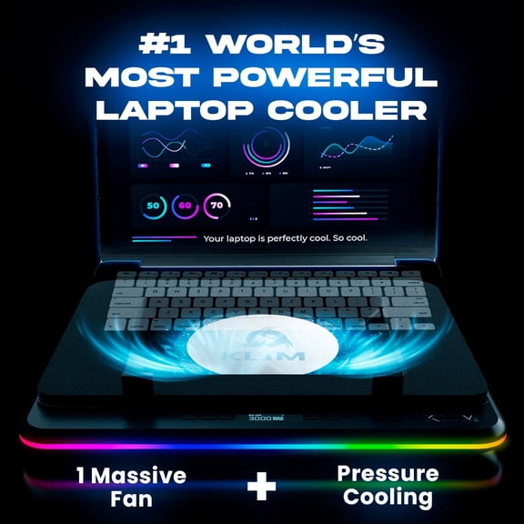Turbofrost MAX - RGB Laptop Cooling Pad, Gaming Laptop Cooler with Powerful Turbofan XL, Fast Cooling Laptop, 15.6-17in, Smart Inlay System for Optimal Airflow, Adjustable Speed, LCD Screen