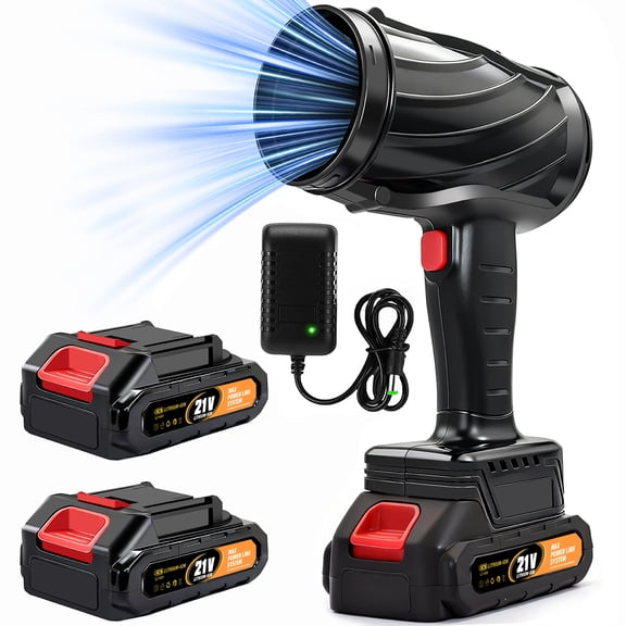Turbojet blower, 20,000 RPM electric wireless hair dryer, 21V 2.0AH battery jet drying blower, high-pressure air blower, jet blower car dryer, handheld snow blower, home and outdoor, blowing fallen l
