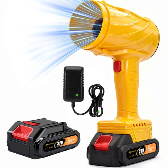 Turbojet blower, 20,000 RPM electric wireless hair dryer, 21V 2.0AH battery jet drying blower, high-pressure air blower, jet blower car dryer, handheld snow blower, home and outdoor, blowing fallen l