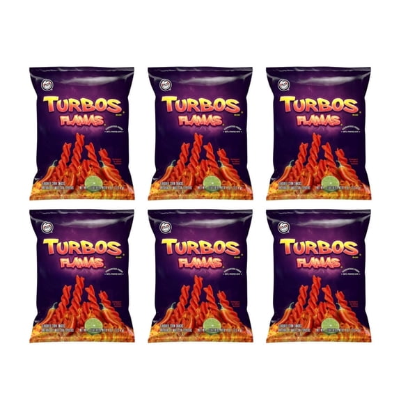 Turbos Flamas Corn Snack Chips | Sabritas | Spicy Hot Chili Pepper With Hint Of Lime | Variety Pack Bundles | 4 Oz Bags (6 or 12 Pack) (6 Pack)