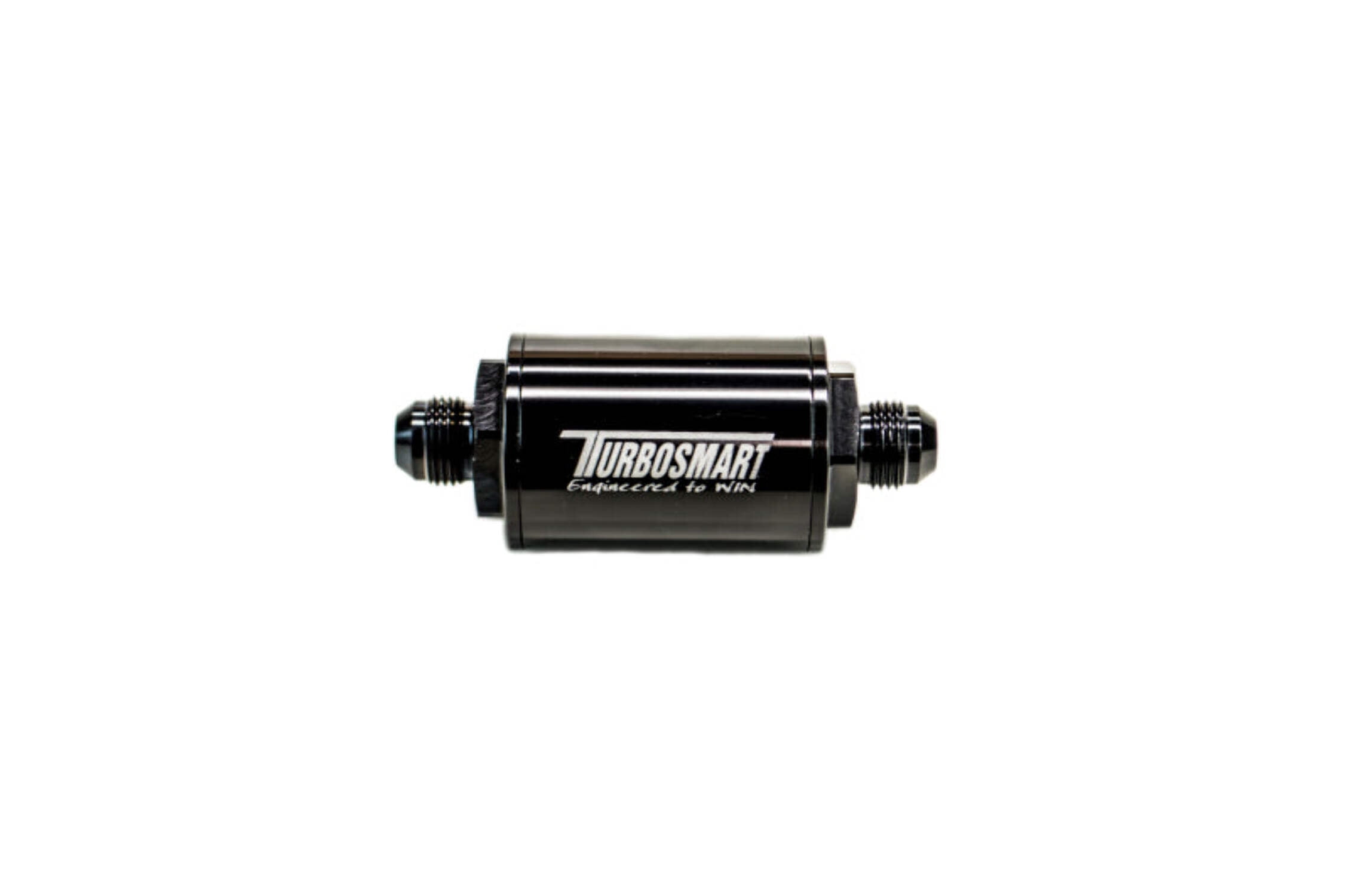 Turbosmart TS-0402-1130 1.75 & 3.825 in. FPR Billet Inline Fuel Filter AN-6 Male Inlet - Black