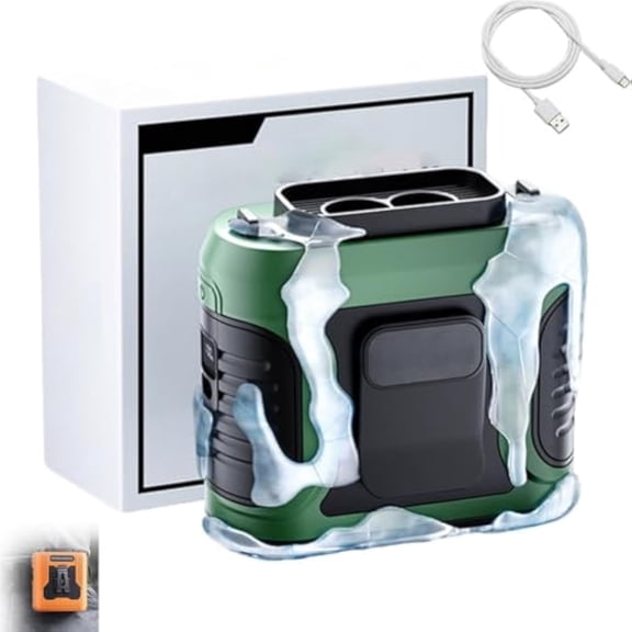 Turbotrack Fan, Turbo track Fan, 6000mAh Portable Waist Fans Rechargeable LED Intelligent Digital Display With Lighting, Cooling for Travel, Work, Outdoors 3 Speeds(Green,Dual)