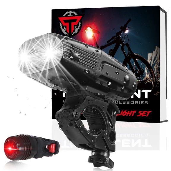 Turbulent - Auto Sensor On/Off Rechargeable Bike Light Set 1000 Lumen Ultra Bright LED Front & Rear Back Flashlight 5 Enhanced Modes Mountain MTB Road IPX6/IPX4 Waterproof