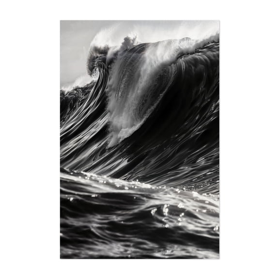 Turbulent Majesty - Photography Waves Ocean Black and White Seascape Abstract Nature Coast Unframed Wall Art Print 4 x 6 inches