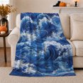 thumbnail image 1 of Turbulent Ocean Wave Art Festive Festive Scene, Festive Festive Scene, Warm Flannel Blanket for Beach House and Reading Nook, Beach Lovers Birthday Gift, Festive Home Decor, 1 of 9