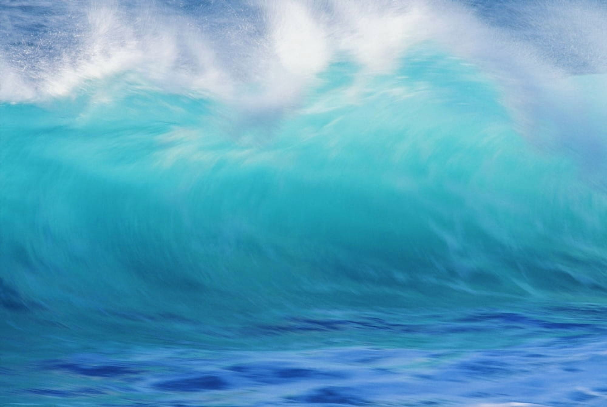 Turbulent Turquoise Wave With Windspray Blurred Canvas Art - Vince Cavataio Design Pics (38 x 24)