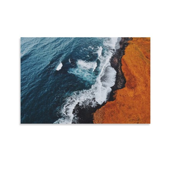 The Turbulent Waves Are Rolling Under The Red Cliff Poster Decorative Painting Canvas Wall Art Living Room Posters Bedroom Painting,Unframe-style,08x12inch(20x30cm)