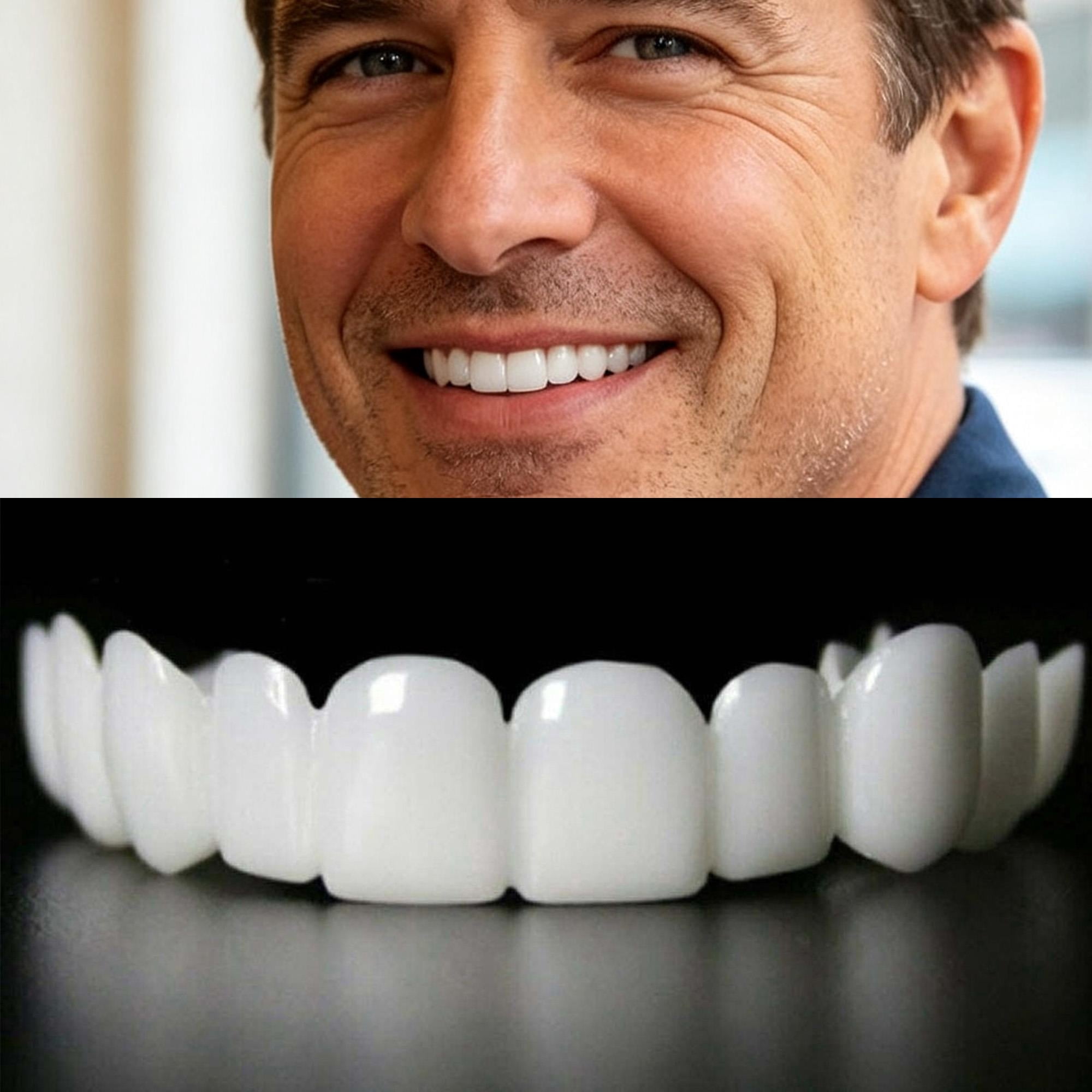 Turcyy 2-Pair Temporary Dentures, Upper Lower Fake Teeth Kit, Heat Moldable for Cosmetic Tooth Coverage