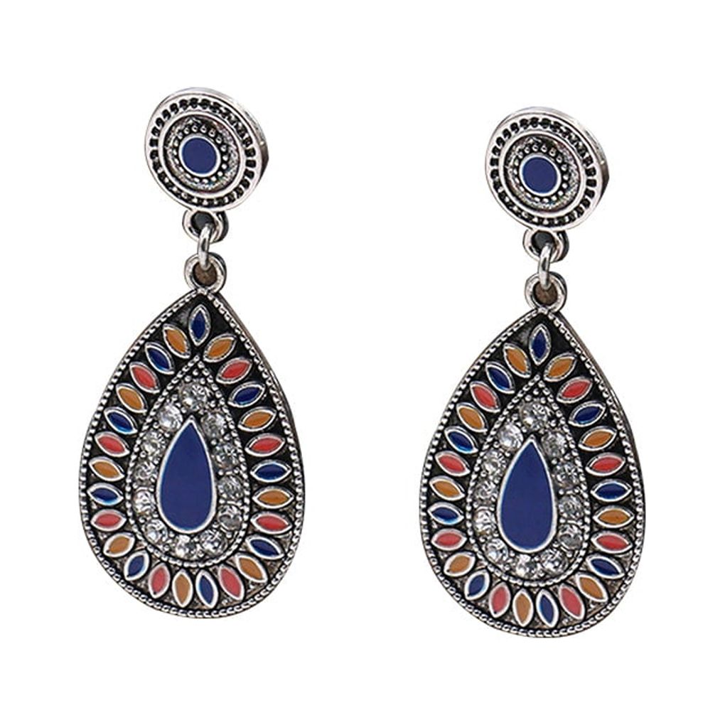 TureClos 1 Pair Chandelier Earrings Bohemian Bead Ear Drops with Rhinestones Exaggerated Jewelry Beach Accessories Earring for Women 0449 - image 1 of 10