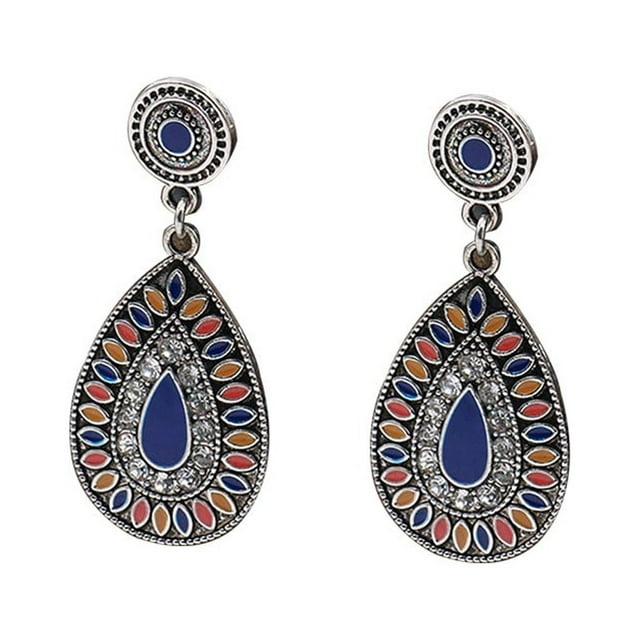 TureClos 1 Pair Chandelier Earrings Bohemian Bead Ear Drops with Rhinestones Exaggerated Jewelry Beach Accessories Earring for Women 0449