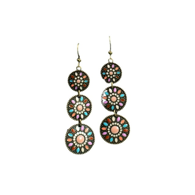 TureClos 1 Pair Chandelier Earrings Bohemian Bead Ear Drops with Rhinestones Exaggerated Jewelry Beach Accessories Earring for Women 1519
