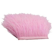 TureClos 1 Yard Dyed Ostrich Feather Fringe Trim Ribbon Embellishment Light pink