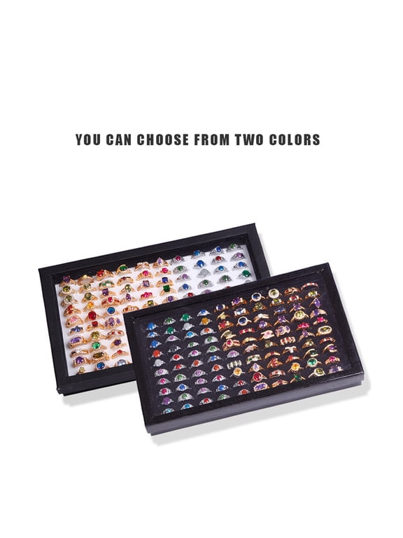 100 Slots Jewelry Rings Display Case Waterproof Earrings Holder Dust-proof Storage Box Gift