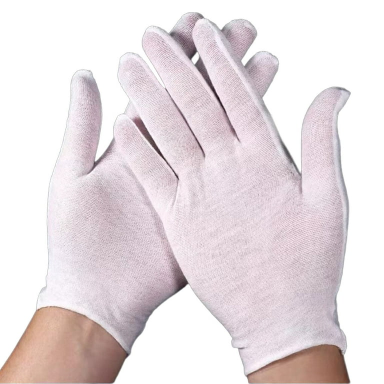 TureClos 12 Pairs White Cotton Gloves Man Soft Working Mitten Soft Skincare Glove for Inspection Jewelry Household Kitchen L thin Walmart