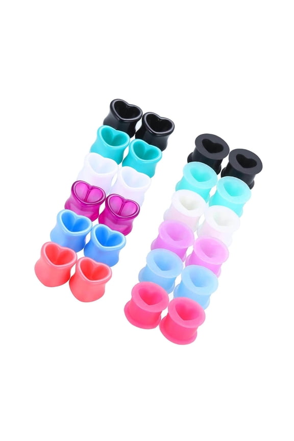 24Pcs Silicone Ear Gauges Ear Piercing Jewelry Earring Plugs Stretchers 10mm