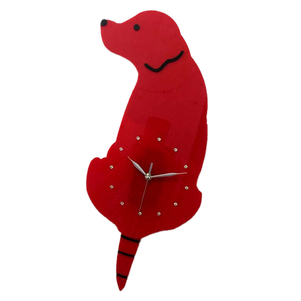 TureClos 3D Tail Wagging Cat Dog Wall Clock Silence Clock Bedroom Home