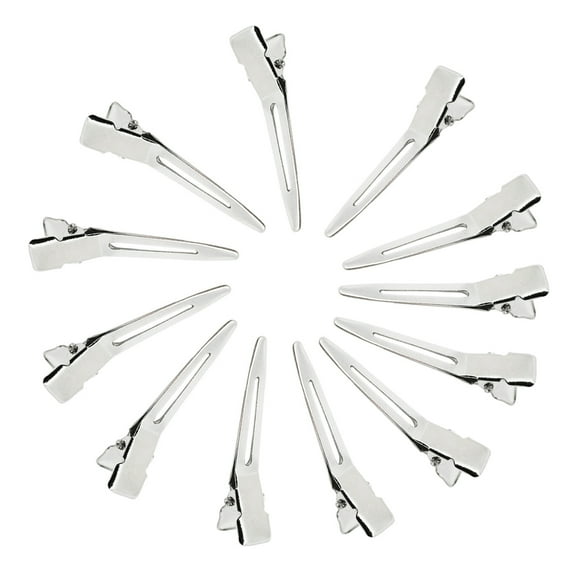 TureClos 50 Pack 1.75 Inches Single Prong Curl Metal Hair Clips for Dreads Lock Clips Hair Alligator Clips Silver Section Clips Metal Alligator Clips Hair Pins Clips for Hair Extensions