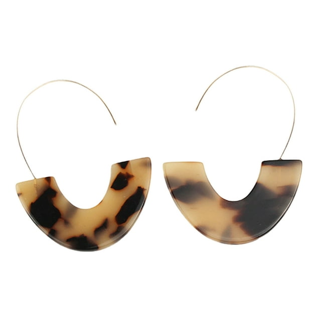 TureClos Acrylic Chandelier Earrings C Shape Geometric Ear Stud Fashion Exaggerated Jewelry Earring Women Banquet Accessories Leopard print yellow