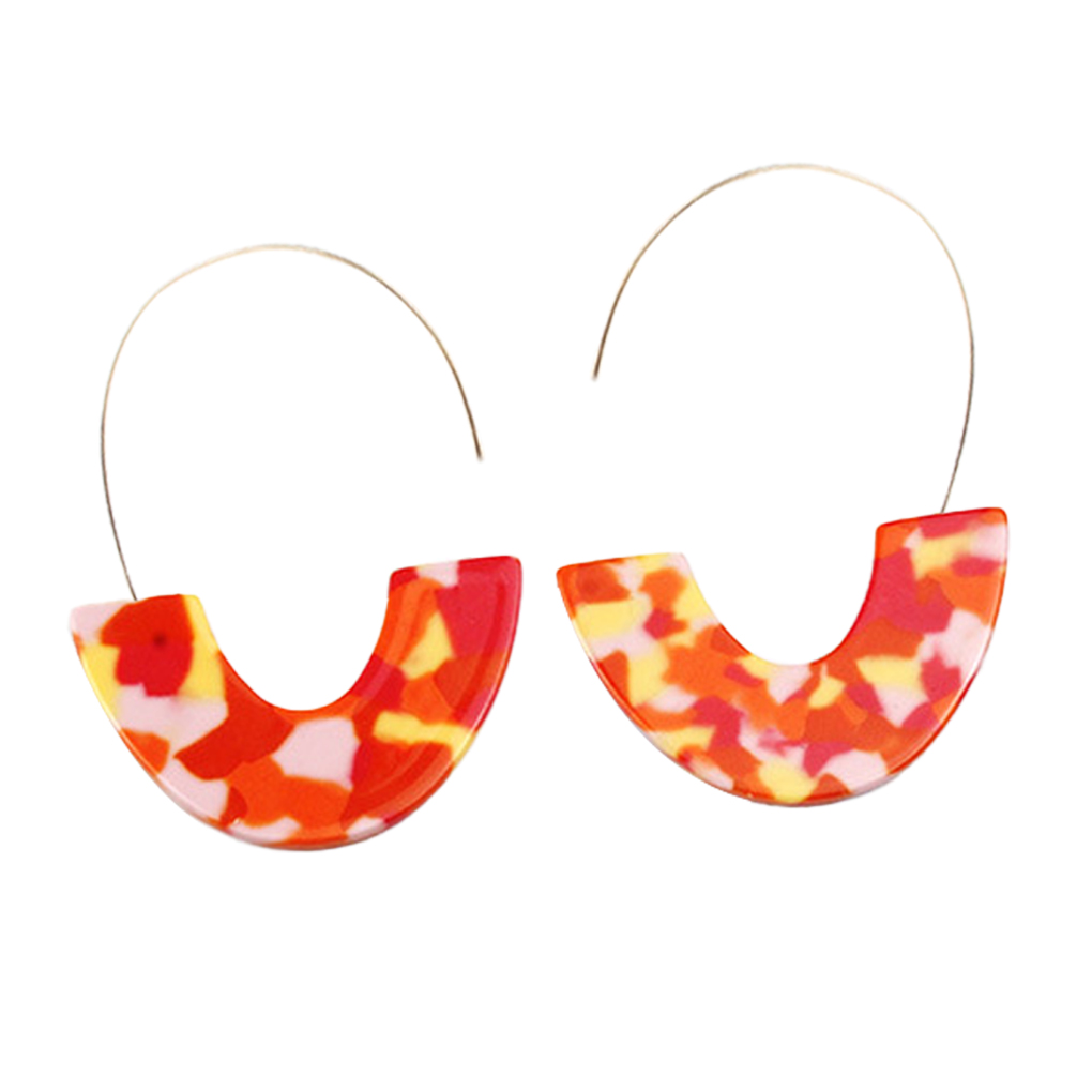 TureClos Acrylic Chandelier Earrings C Shape Geometric Ear Stud Fashion Exaggerated Jewelry Earring Women Banquet Accessories Orange - image 1 of 6