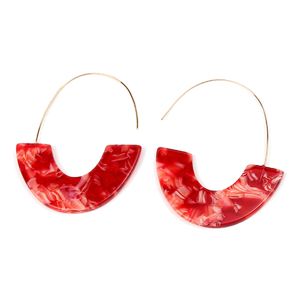 TureClos Acrylic Chandelier Earrings C Shape Geometric Ear Stud Fashion Exaggerated Jewelry Earring Women Banquet Accessories Wine red - image 1 of 6