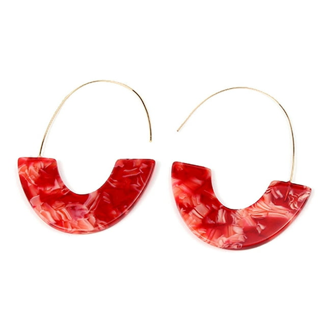 TureClos Acrylic Chandelier Earrings C Shape Geometric Ear Stud Fashion Exaggerated Jewelry Earring Women Banquet Accessories Wine red
